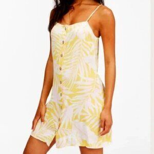 Billabong Morning Light Mini Slip Sundress Tropical Hawaiian Button Large